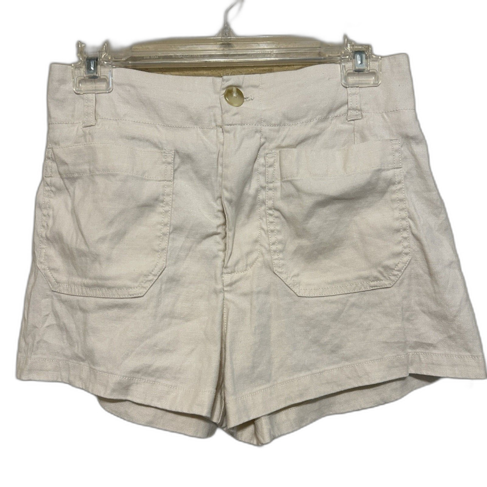 Anthropologie Maeve The Colette Linen Viscose Ivory Cream Shorts Womens Size 27